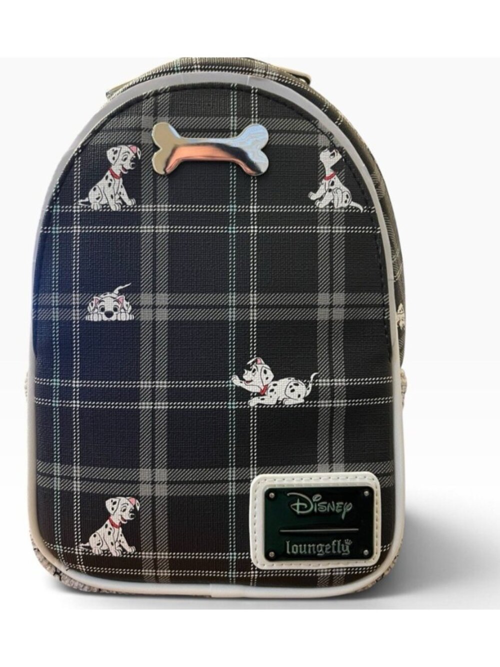 Loungefly Disney 101 Dalmatians Plaid Sling Crossbody Bag Black & White NWT